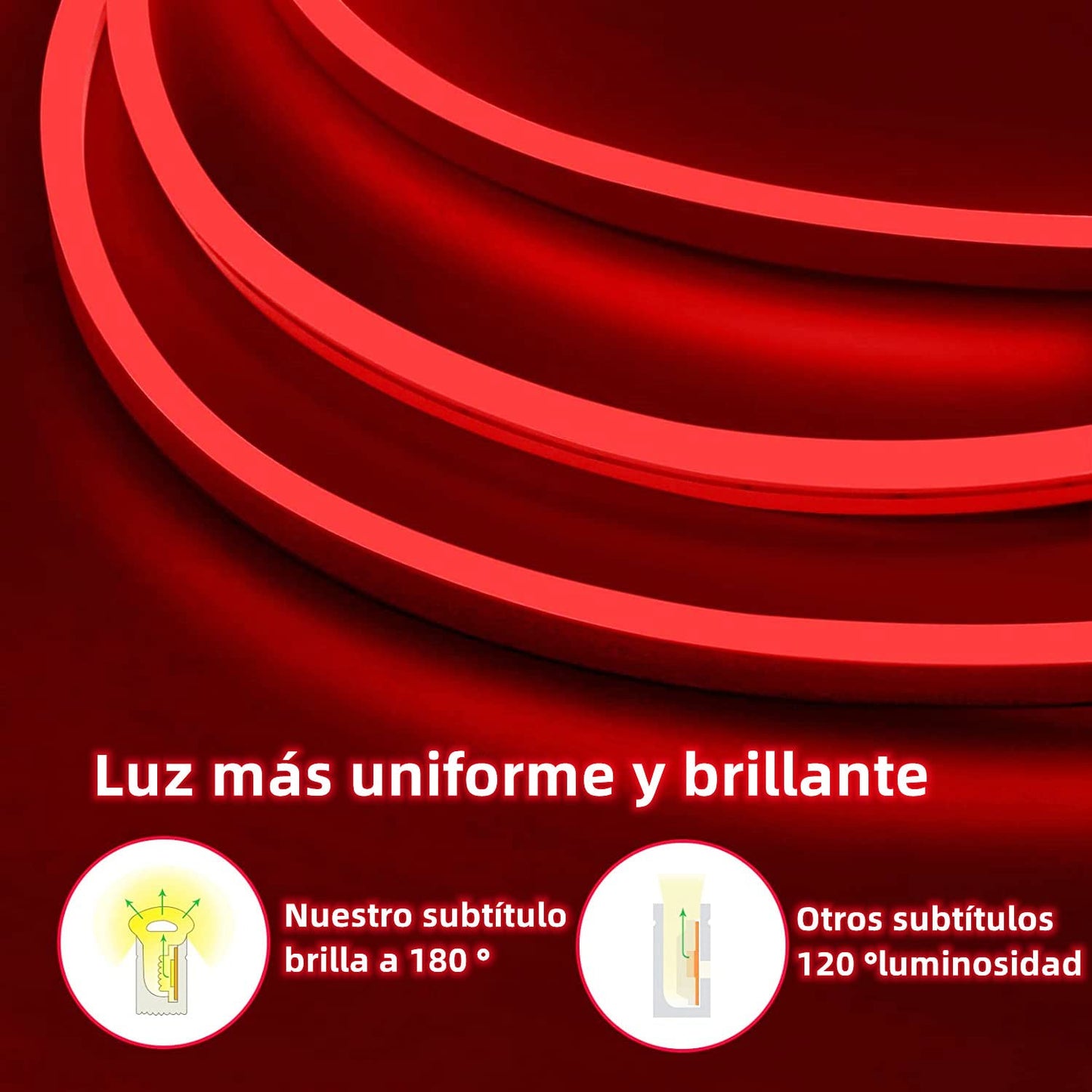 Luces LED Neón ADOOCA Rojo 5M 600 LED Flexibles Regulables para Decoración Interior y Exterior