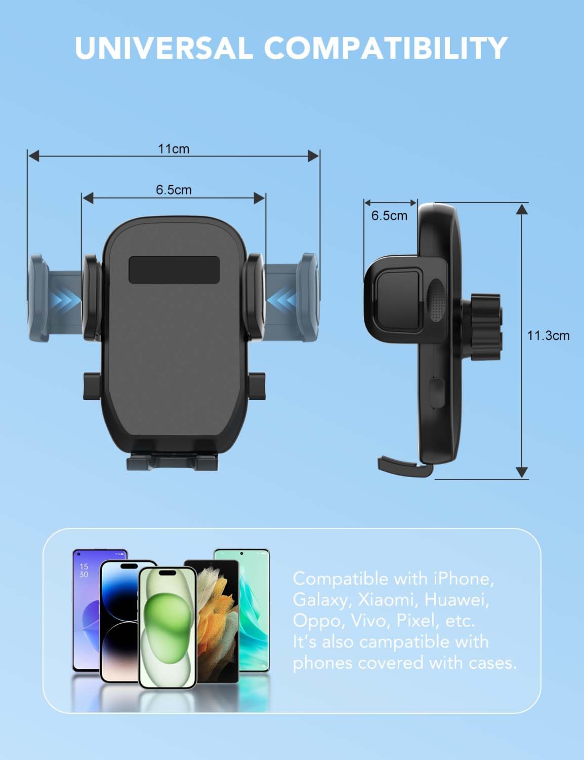 ANUEVE Soporte para Celular Automovil, Compatible con Tesla Model Y/3, Pantallas de Coche, Soporte Celular para Monitor, Porta Celular Auto con Montaje Fuerte y Ajustable para iPhone, Galaxy, Xiaomi