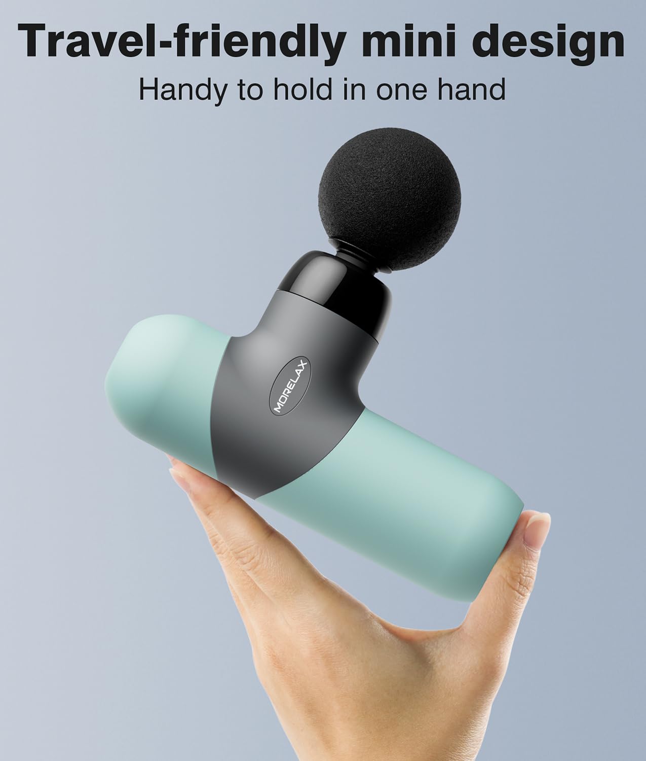 Morelax Mini Pistola de Masaje Portátil de Percusión Muscular de Tejido Profundo, Masajeador Deportivo Eléctrico de Mano Con 6 Cabezales de Masaje Y 4 Velocidades, El Mejor Regalo (Menta)