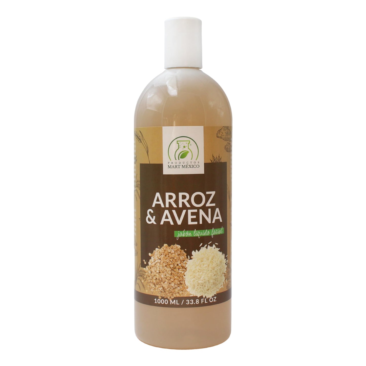 Jabón Líquido Facial Arroz y Avena Piel Normal Mixta Productos Mart Mexico 1 Litro