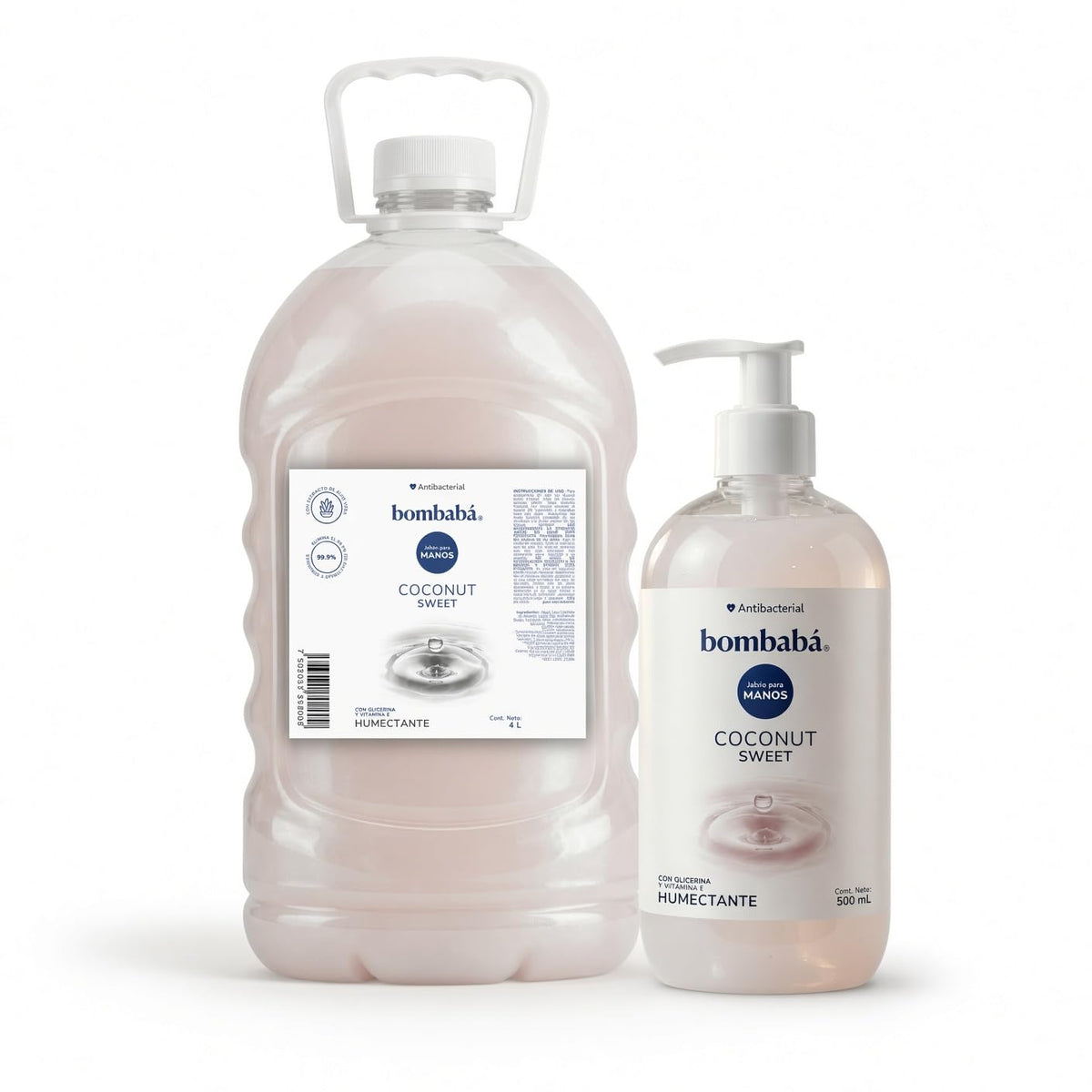 Bombabá - Jabón Líquido Manos Premium Bombabá Kit 4.5 Lt Con Dosificador - Fórmula Suave Para Lavado Frecuente - Para Baño, Cocina, Oficina y Negocio (Coconut)