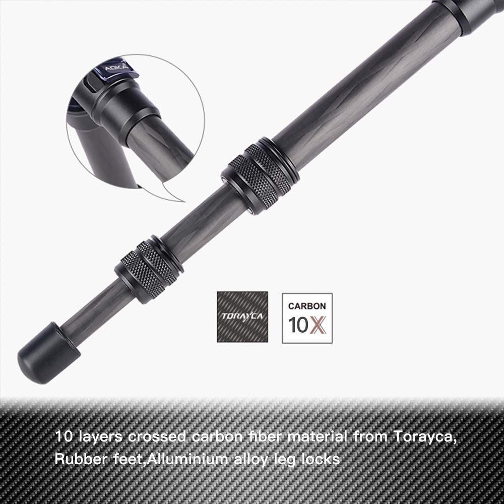 AOKA - Trípode de Fibra de Carbono Compacto Ligero de 28 Pulgadas/1 Libras con Cabezal de Bola de 360 °, Mini trípode de Viaje para teléfono Celular y cámaras compactas sin Espejo, Color Negro