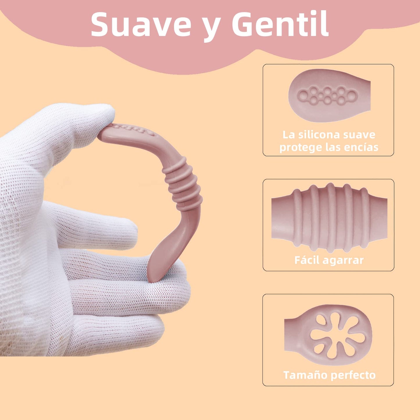 LEIDSANY Cucharas para bebe, cucharas de silicio para dietas de entrenamiento, silicona suave no contiene BPA, ejerce hábitos alimenticios independientes, aptos para bebe de todas etapas(Rosa)