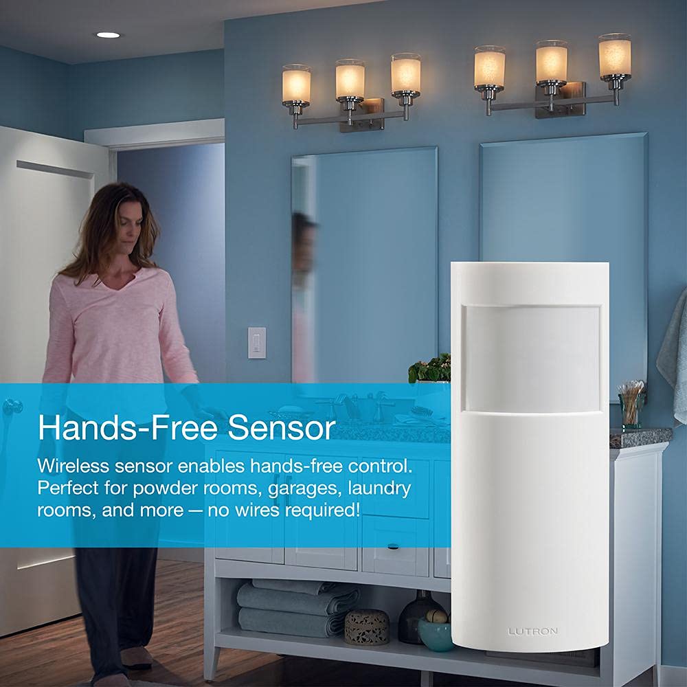 Lutron Caseta Smart Lighting Sensor de movimiento de encendido y apagado automático, para reguladores, interruptores y controles de ventilador, no requiere cables, PD-OSENS-WH, blanco