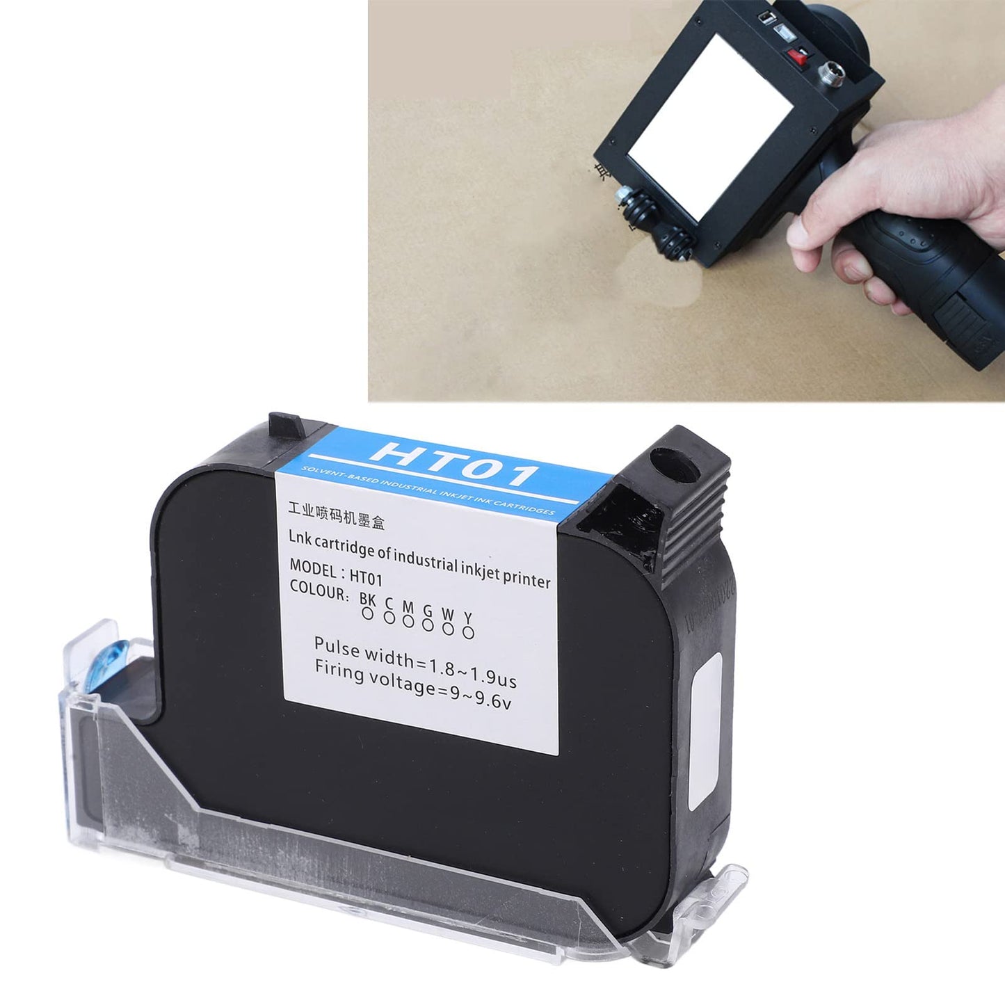 Cartucho de Tinta para Impresora de Inyección de Tinta, Cartucho de Tinta para Impresora Portátil HT01 de 42 Ml, Reemplazo de Cartucho de Impresora de Inyección de Tinta de (BLACK)