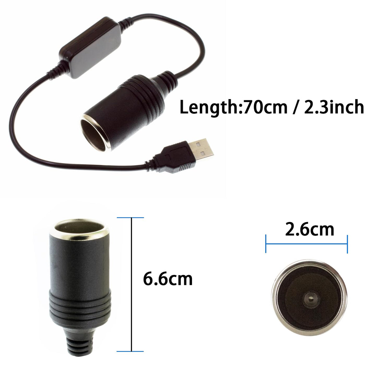 Cable Adaptador USB YiKaiEn 12 V 8 W para Cámaras y Electrónica Automotriz