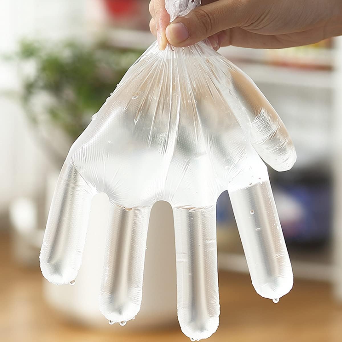 Guantes de Plástico, 300 Piezas Guantes Desechables, Guantes de Plástico Transparentes para Cocina, Limpieza, Cuidado de Manos