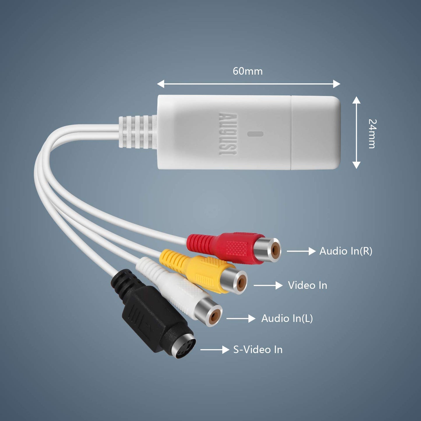 August Tarjeta de Captura de vídeo USB VGB300 - Transferencia VHS Hi8 de 8 mm a PC o Mac Compuesto en o S-Video para videocámaras y grabadora de vídeo VCR/Captura para Xbox 360 y PS3 Gameplay