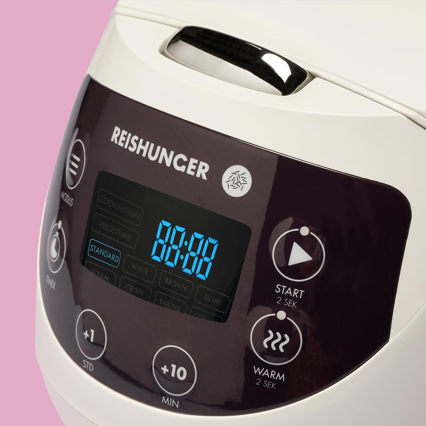 Olla de Arroz Mini Reishunger blanca con Temporizador y Función Calor 8 Programas Olla Interior Premium