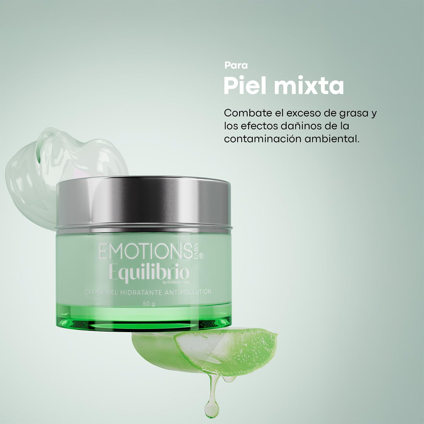 Emotions Labs | Crema Facial en Gel Equilibrio | Hidratante y Matificante | Con Ácido Salicílico, Niacinamida, Alga Laminaria y Bioflavonoides | Para Piel Grasa | Uso Día y Noche | Contenido 70g
