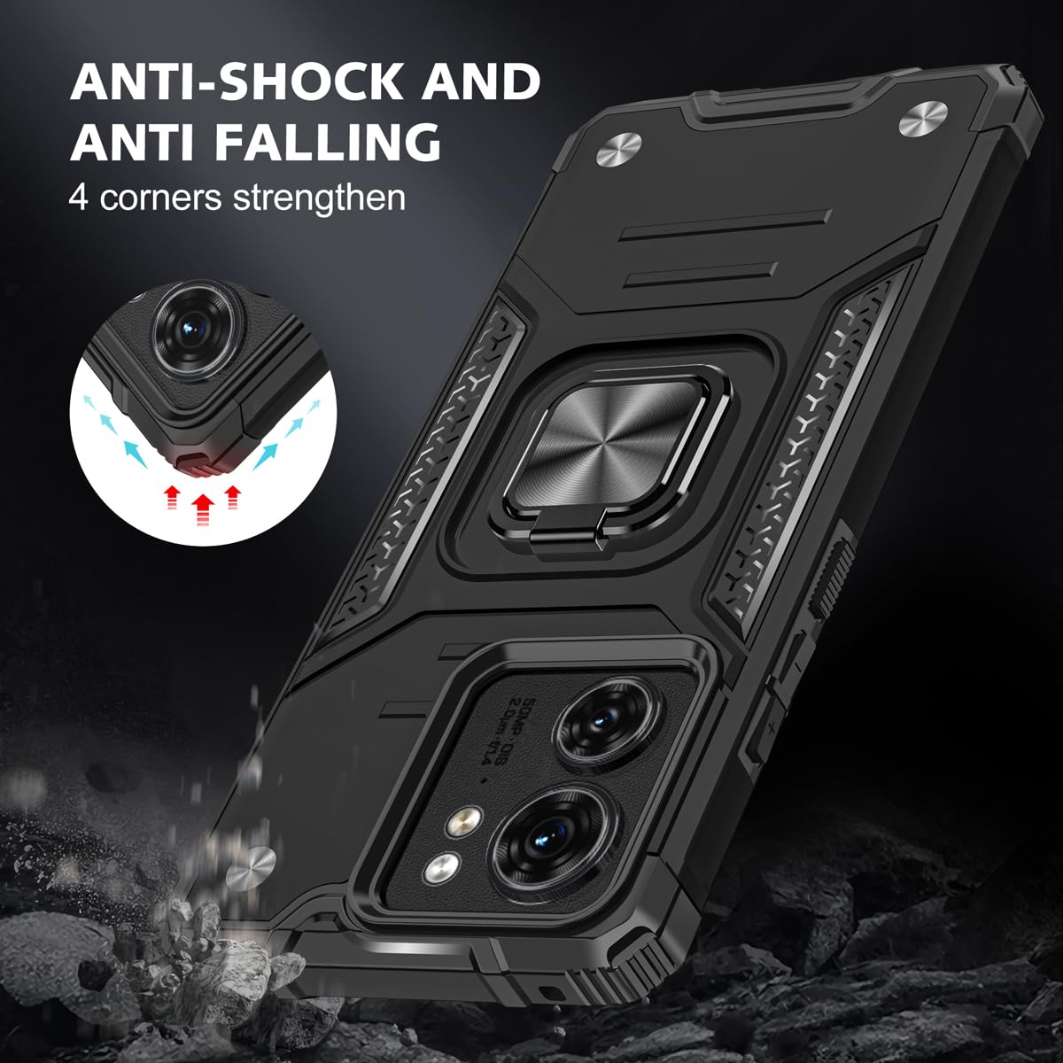 DABUNA Funda para Moto Edge 40 Neo Case Uso Rudo (Negro)
