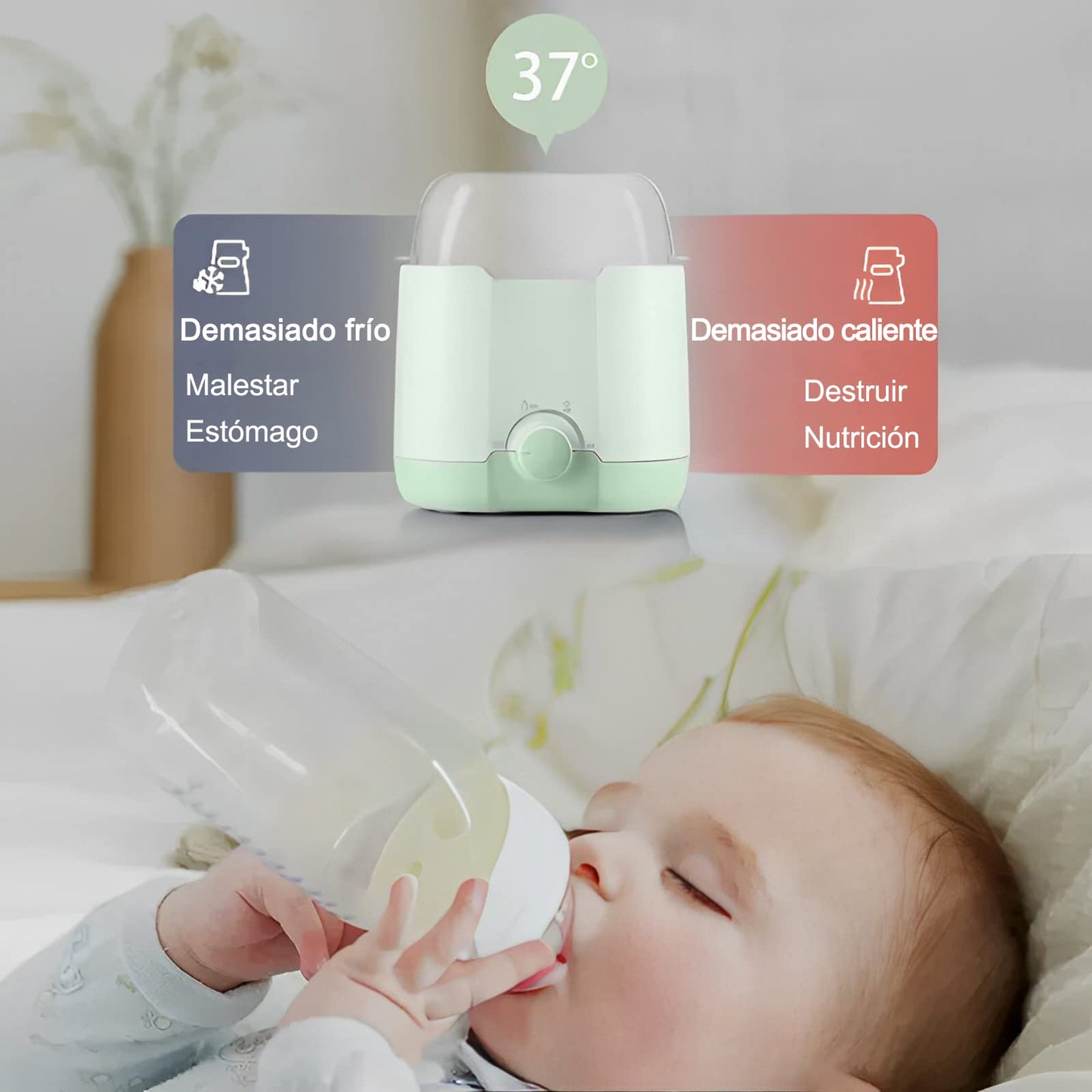 Calentador de Biberones, 5 in 1 Esterilizador de Biberones Electrico,Calentador de Biberones Portatil, Control de Temperatura Las 24 Horas, sin BPA, Regalo del Día de la Madre