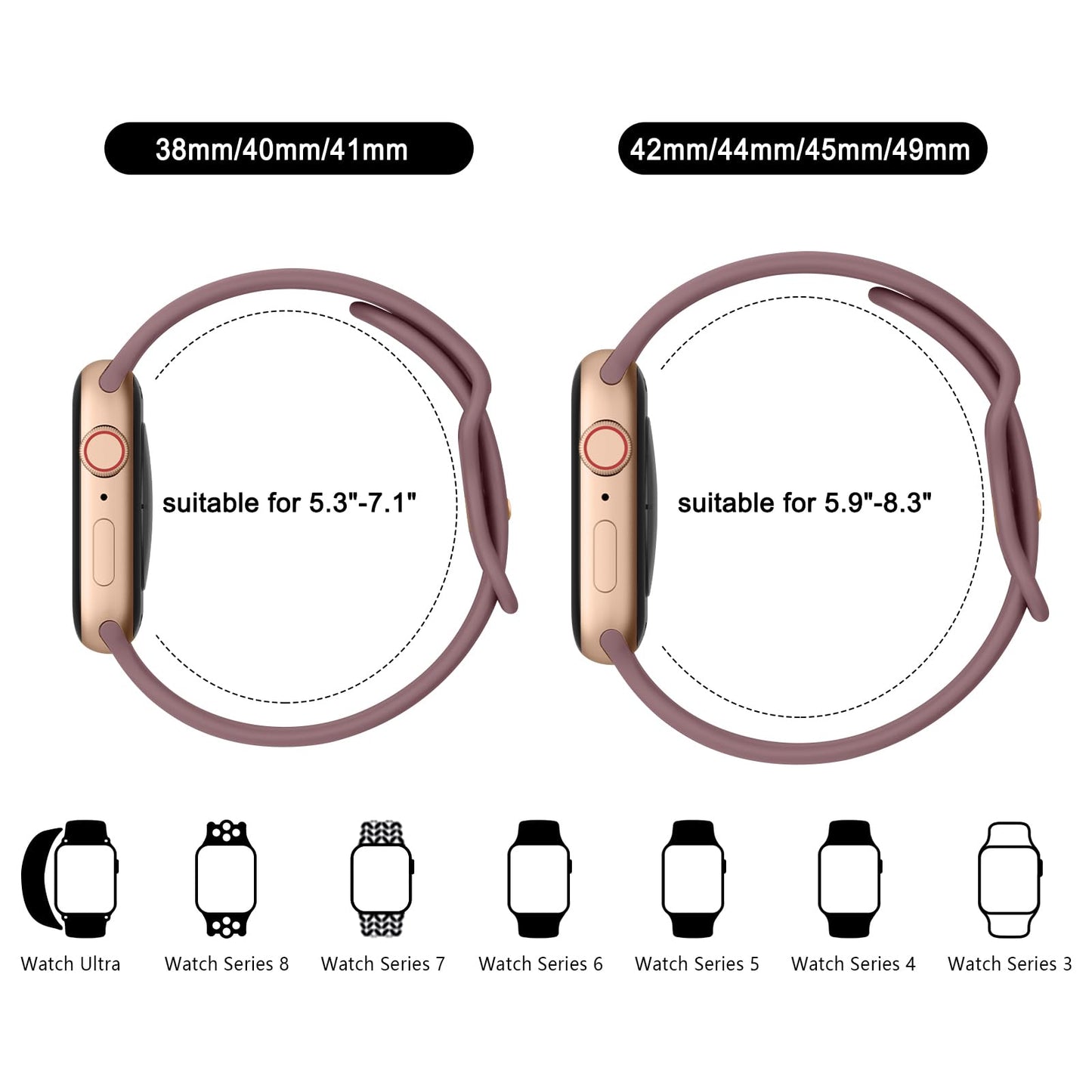 Bandas de Silicona Líquida Compatible con Apple Watch Serie 10 Multicolor, Paquete de 4 para Mujer y Hombre