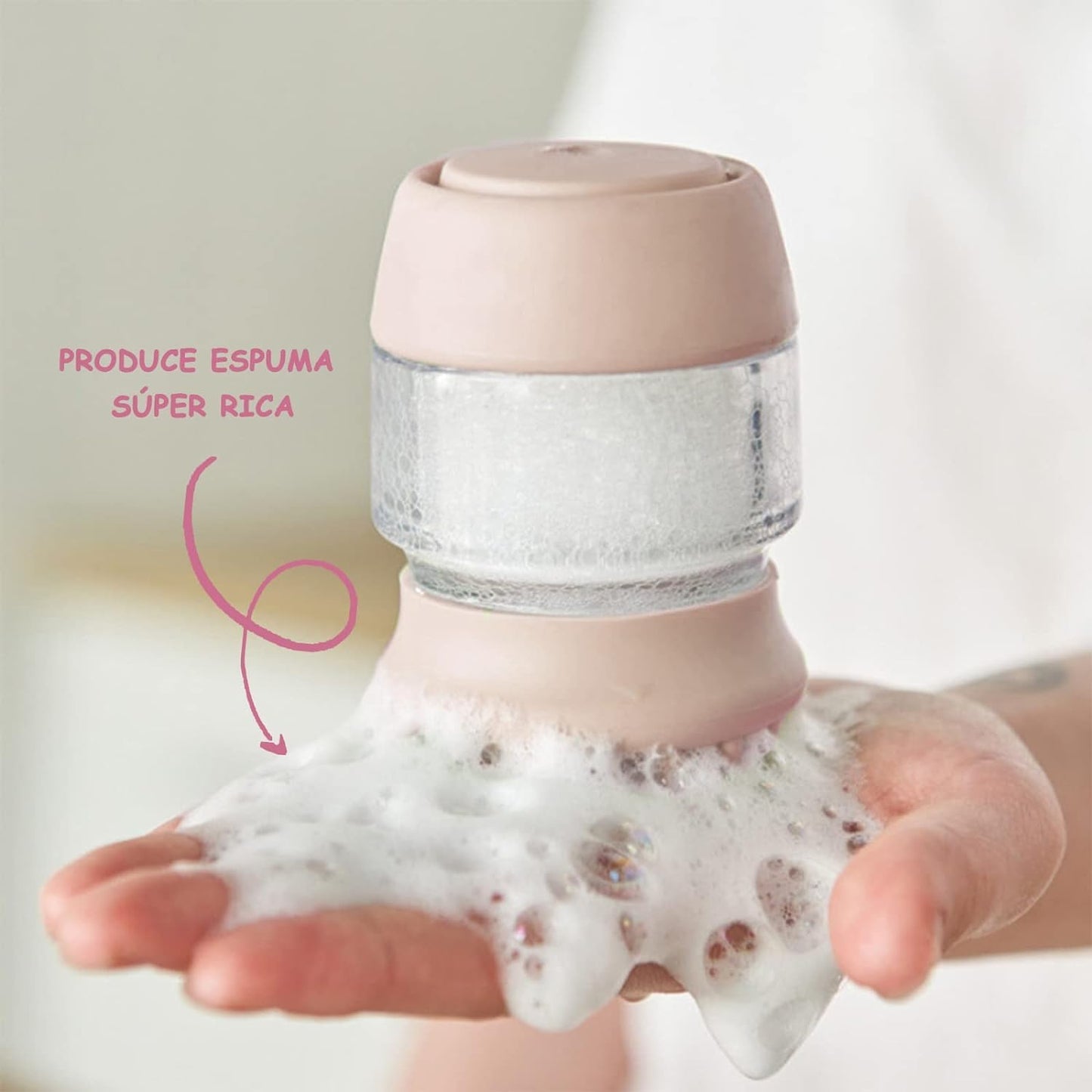 Cepillo de baño para mascotas, cepillo para perros con 2 cabezales de cepillo de silicona suave, dispensador de masaje de champú para mascotas para aseo de mascotas, cepillo de ducha para limpieza de cabello de perros y gatos(Rosa)