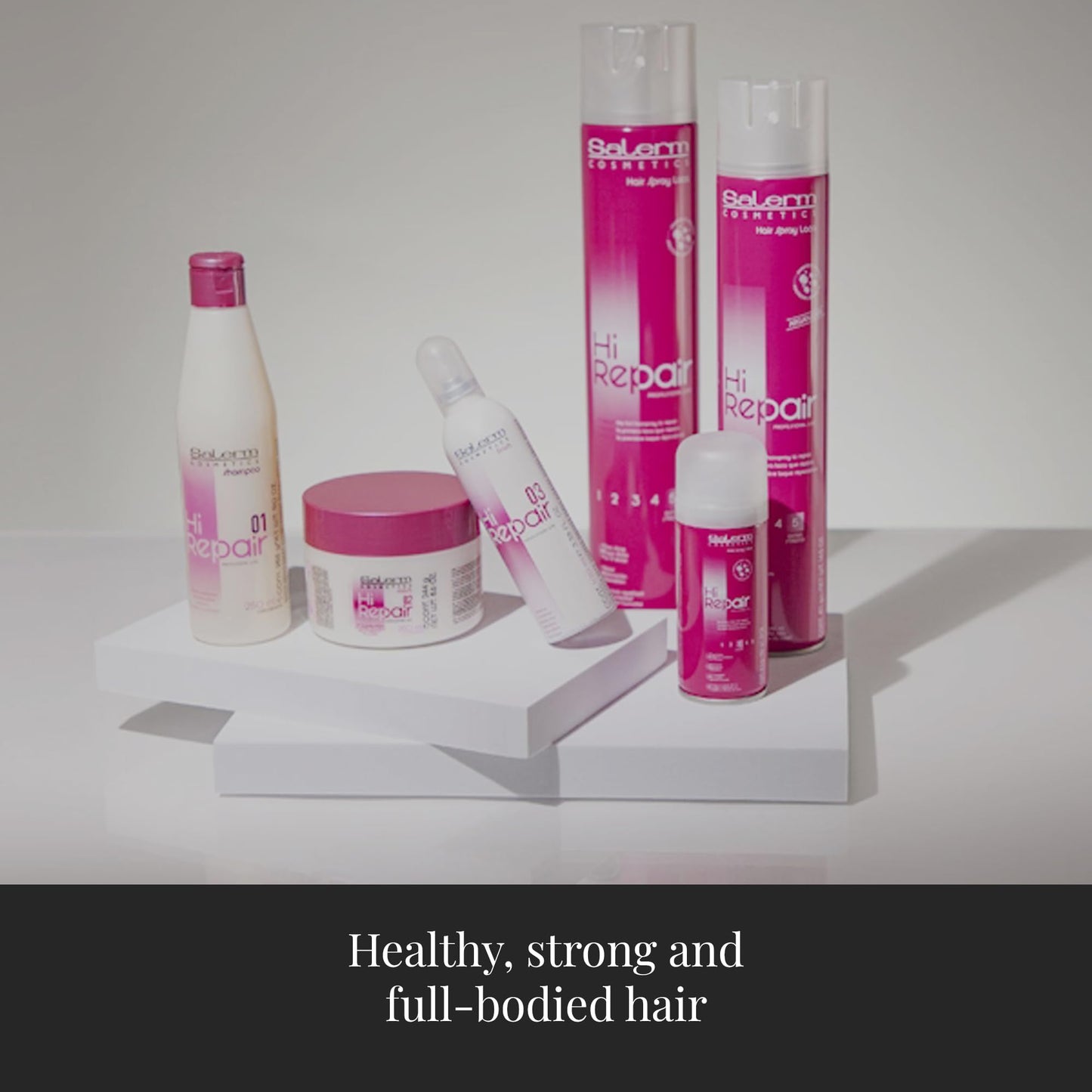 Kit de Reparación de Cabello Salerm Cosmetics Hi en Blanco con Shampoo, Mascarilla y Acabado