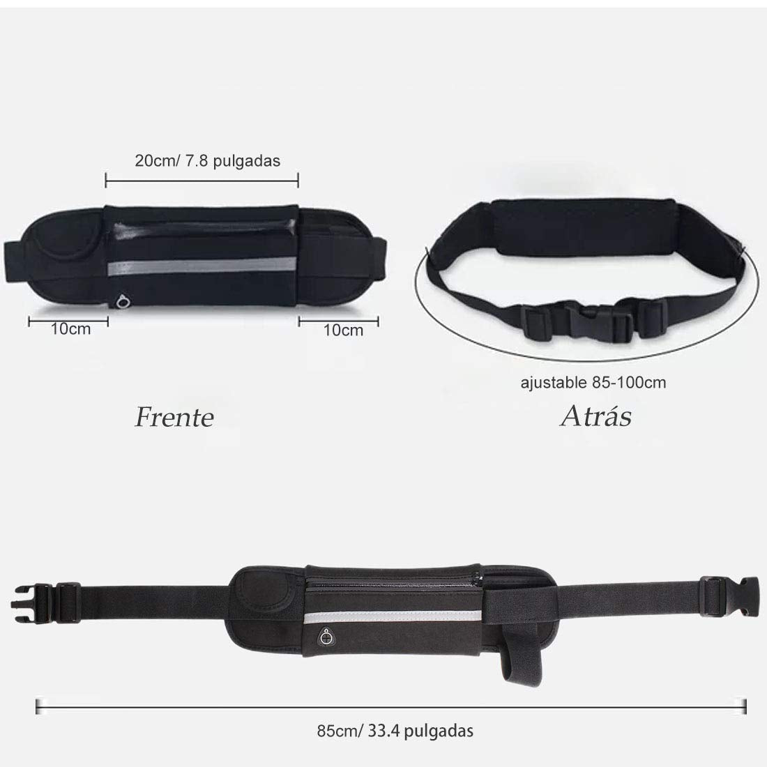 DQST Cangurera Deportiva, Bolsa Deportiva con Cinturón Elastic y Bolsillos de Auricular y Llaves, Riñoneras Deportivas de Hombres y Mujeres para Correr, Ciclismo, Gimnasio(1 pack)