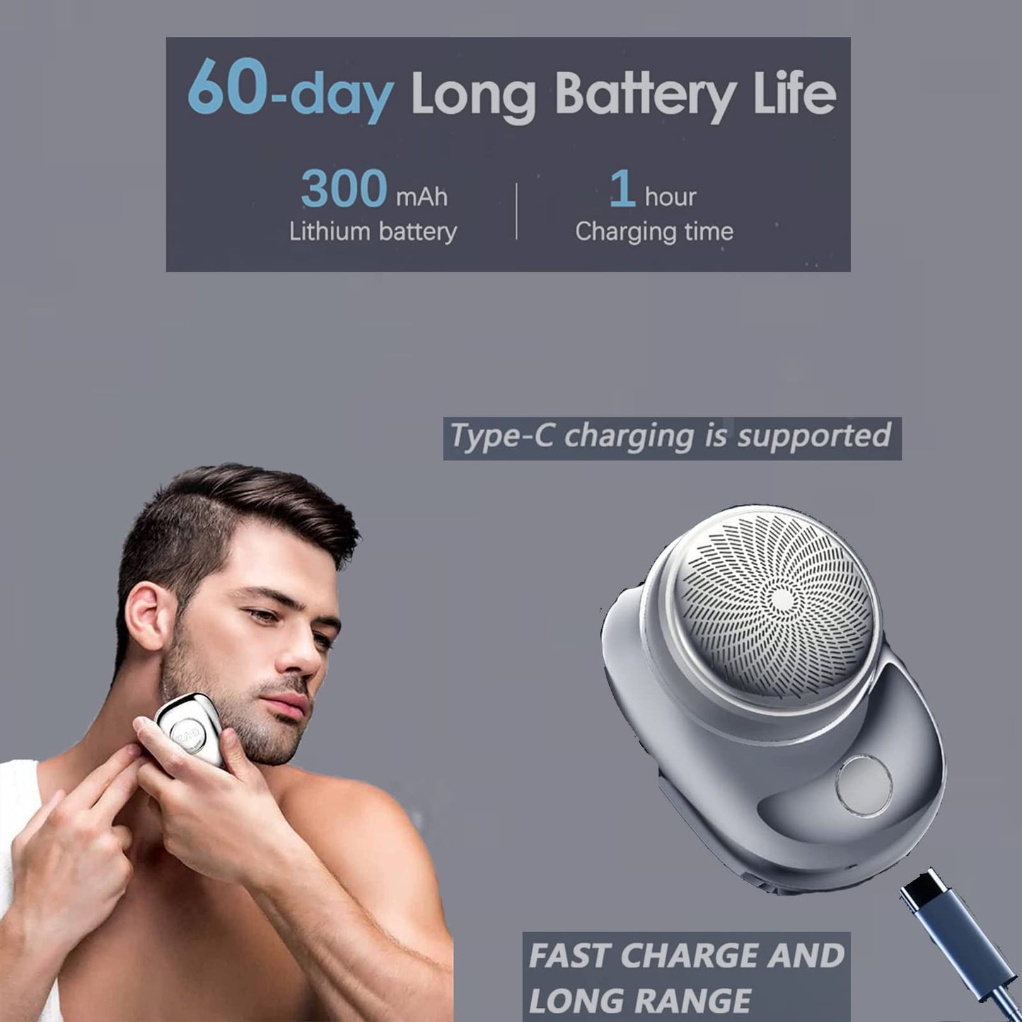 INXKED, Powerful Storm Shaver, 2023 Powerful Storm Shaver for Men, Afeitadora De Barba Para Hombre, Pocket Size Portable Shaver Wet and Dry Mens Razor USB Rechargeable (Silver)
