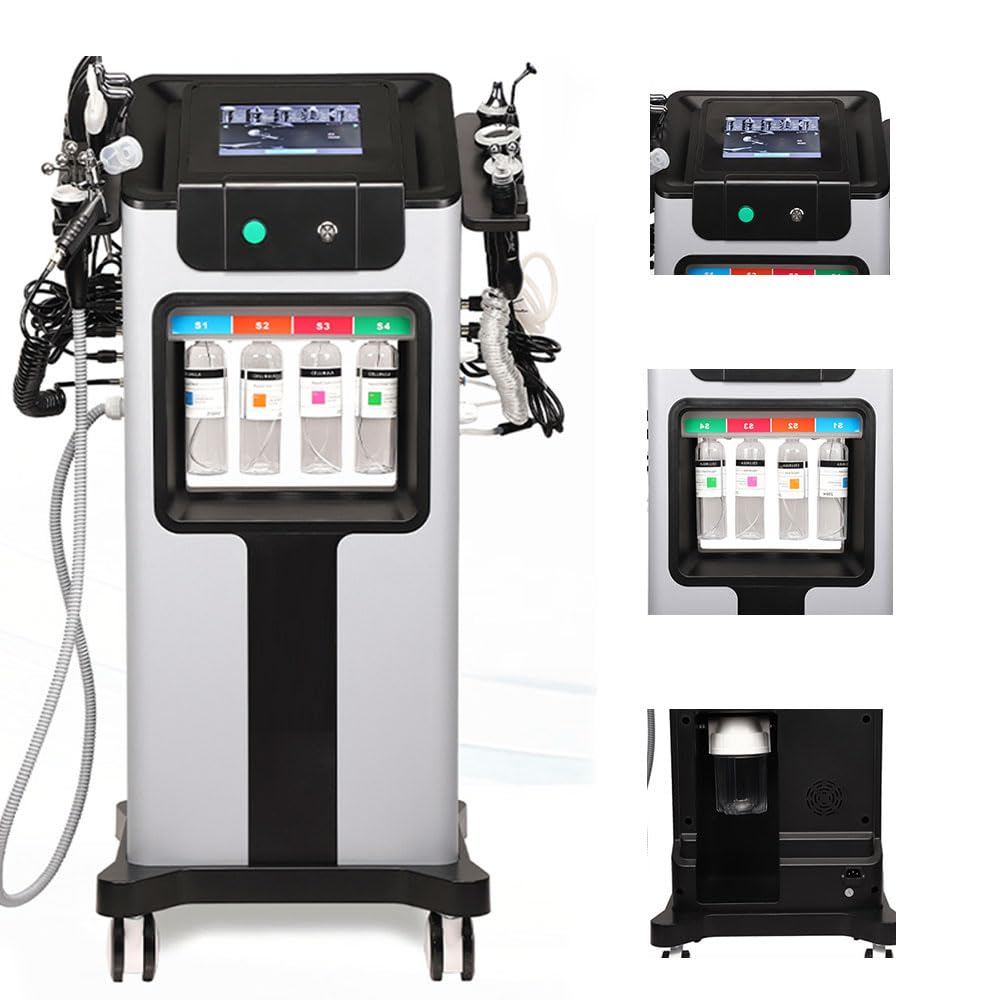 11 en 1 Máquina Facial de Oxígeno de Hidrógeno, Dispositivos de Belleza de Rociador de Pie con Rueda, Diamante Dermoabrasión, Máscara Facial LED,para Mejorar de los Dispositivos de Celulitis