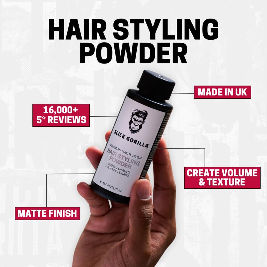Hair styling powder, Slick Gorilla, Polvo para peinar, Brinda Volumen y Acabado Mate 20 gr