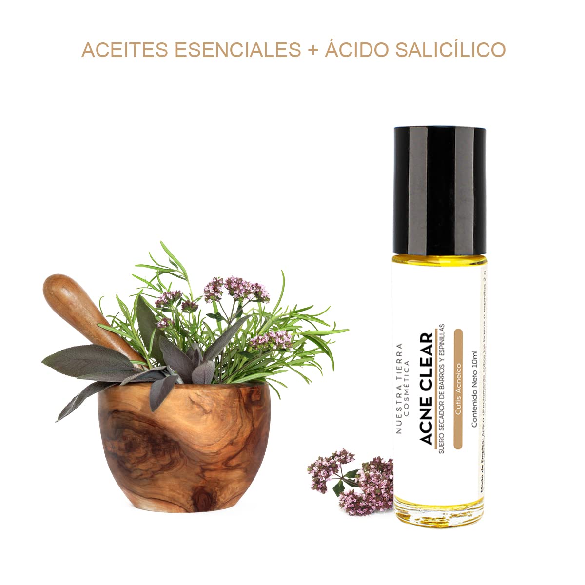 Secador de Barros -Roll On SOS- Con Aceites Esenciales, Alfa y Beta Hidroxiácidos
