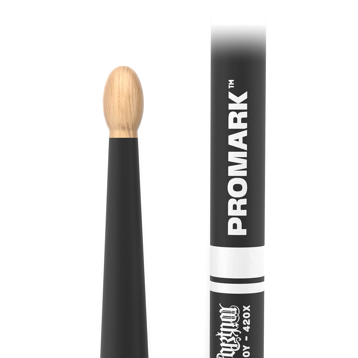ProMark Baquetas Bateria - Mike Portnoy Drumsticks - - Acabado de agarre activo, Punta de madera ovalada, Madera de nogal americano - 1 par