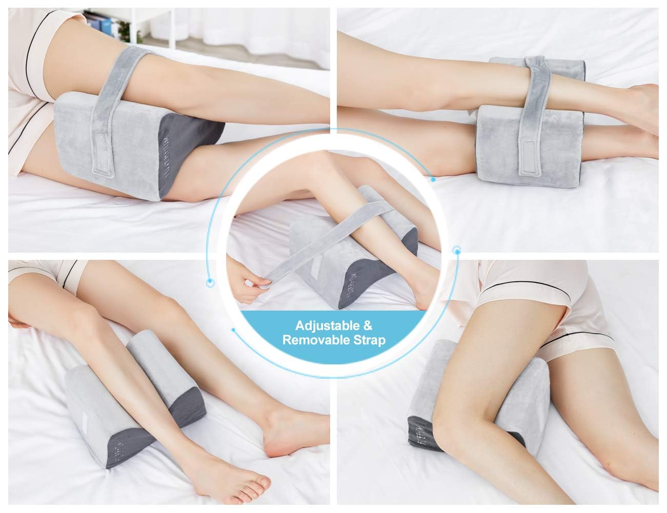 foverhom Almohada de Rodilla Ortopédica de Espuma Viscoelástica para Aliviar la Ciática,Almohada para la Pierna Dolor de Espalda, Embarazo, Dolor de Piernas, Dolor de Cadera y Alivio de Ciática