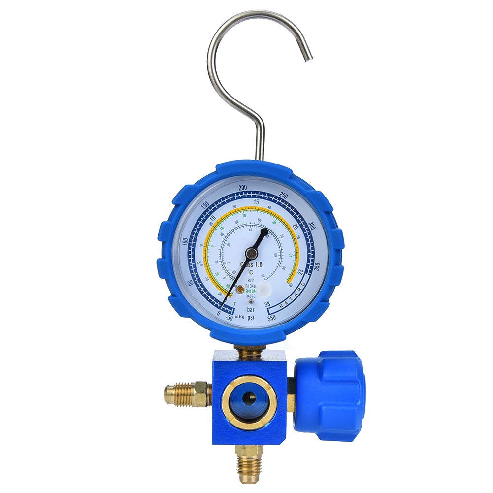 Manómetro de aire Acondicionado para R22 / R410A / R134A / R407C Herramienta de Refrigeración de Aire Acondicionado de Baja Presión con mirilla G1 / 4