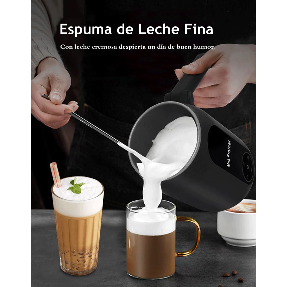 Feiniao 4 En 1 Espumador de Leche Eléctrico para Espumar, Vaporizador de Leche con Mango Plegable de 45 Grados, 110V Milk Frother Fabricante de Espuma Fría y Caliente para Café/Latte/Capuchino