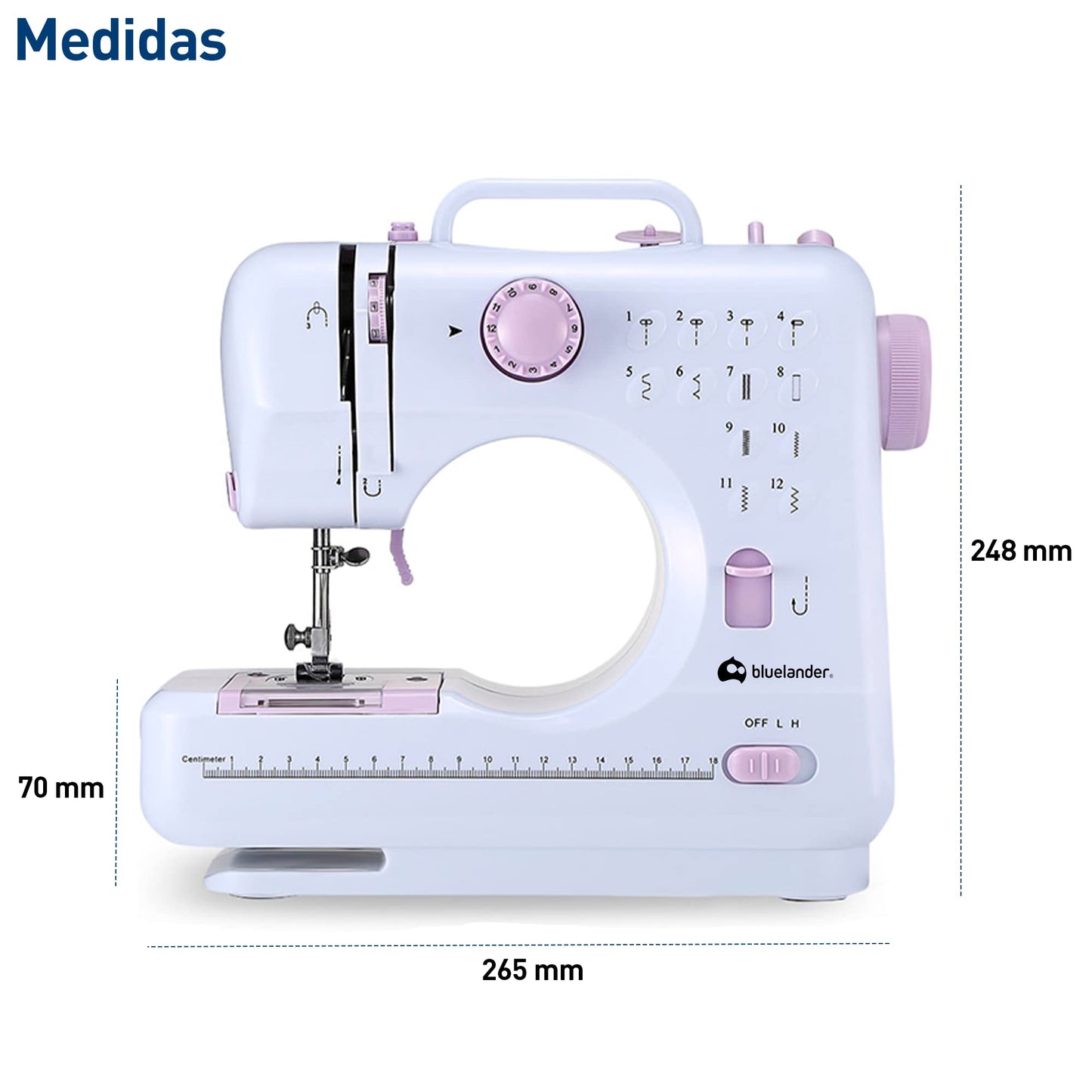Bluelander Máquina de Coser Eléctrica Mini, Máquina de Coser Portátil con 12 Puntadas y Luz LED, Ideal para Ropa, Fundas de Almohadas y Sábanas, Maquina de Coser, Sewing Machine