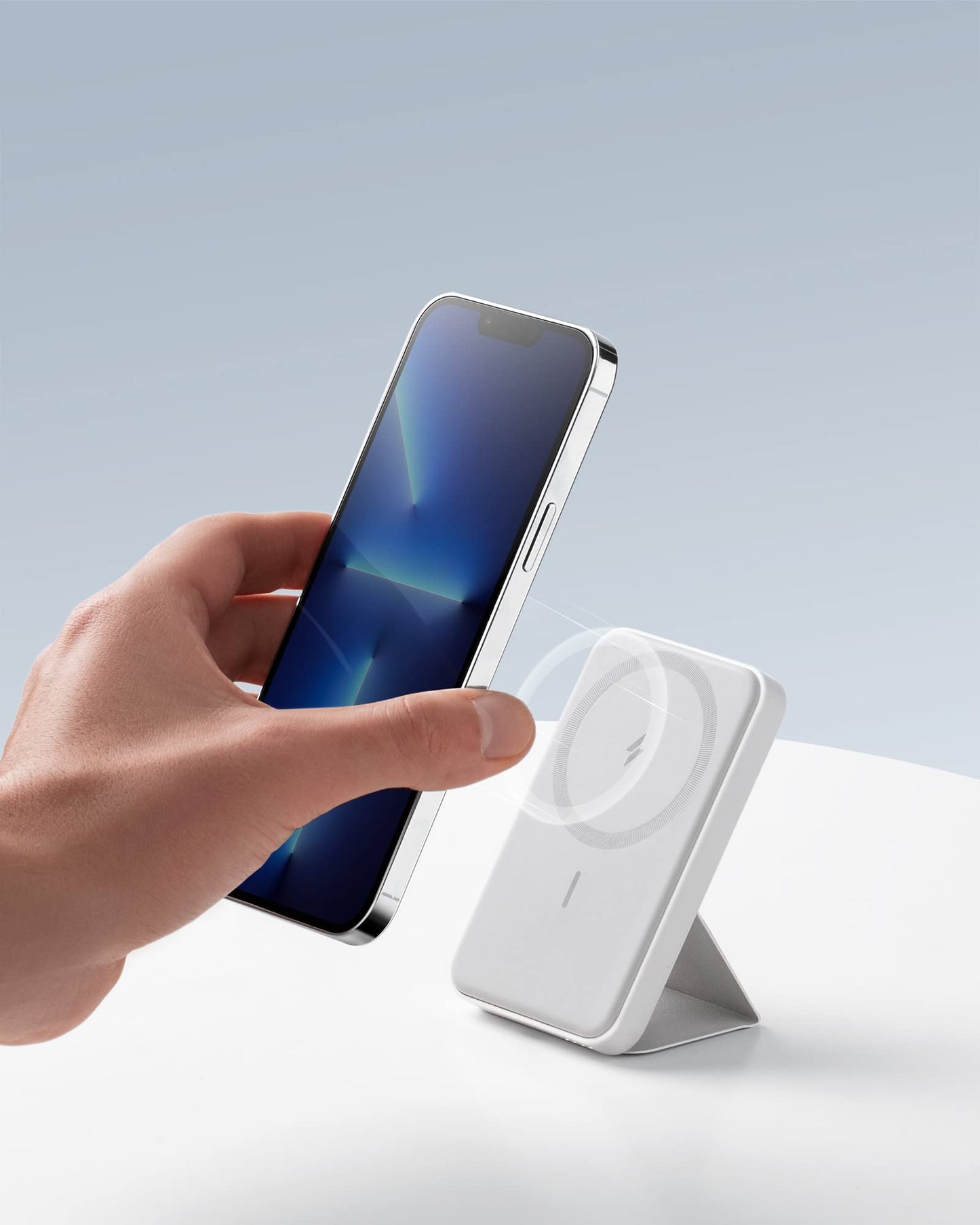Batería Magnética Anker Blanco Dolomita Plegable 5000 mAh para iPhone 15 y 14 Series