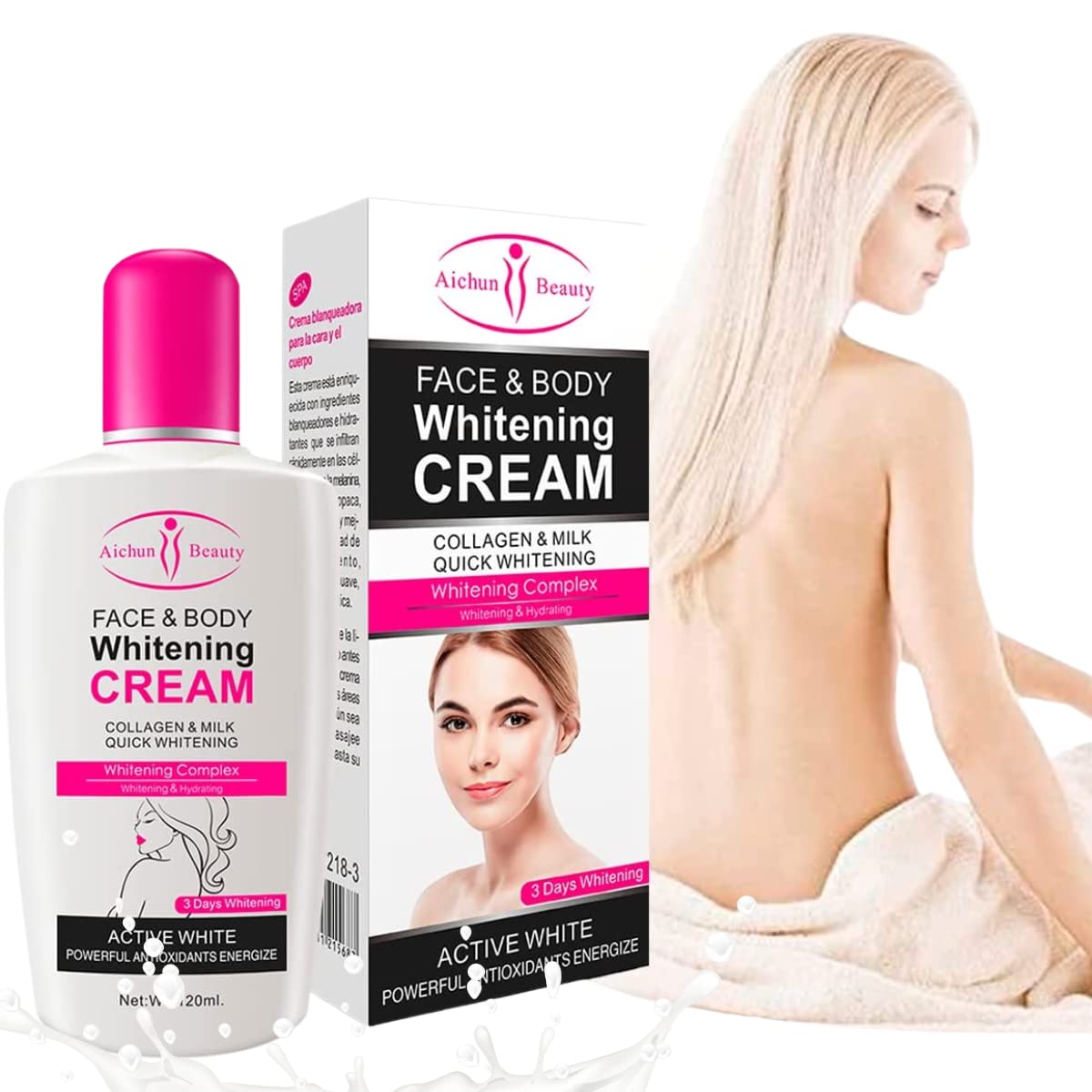 Conjunto Aclarante de Colágeno para Rostro y Axilas de Aichun Beauty - Kit Facial y Corporal de 3 Piezas