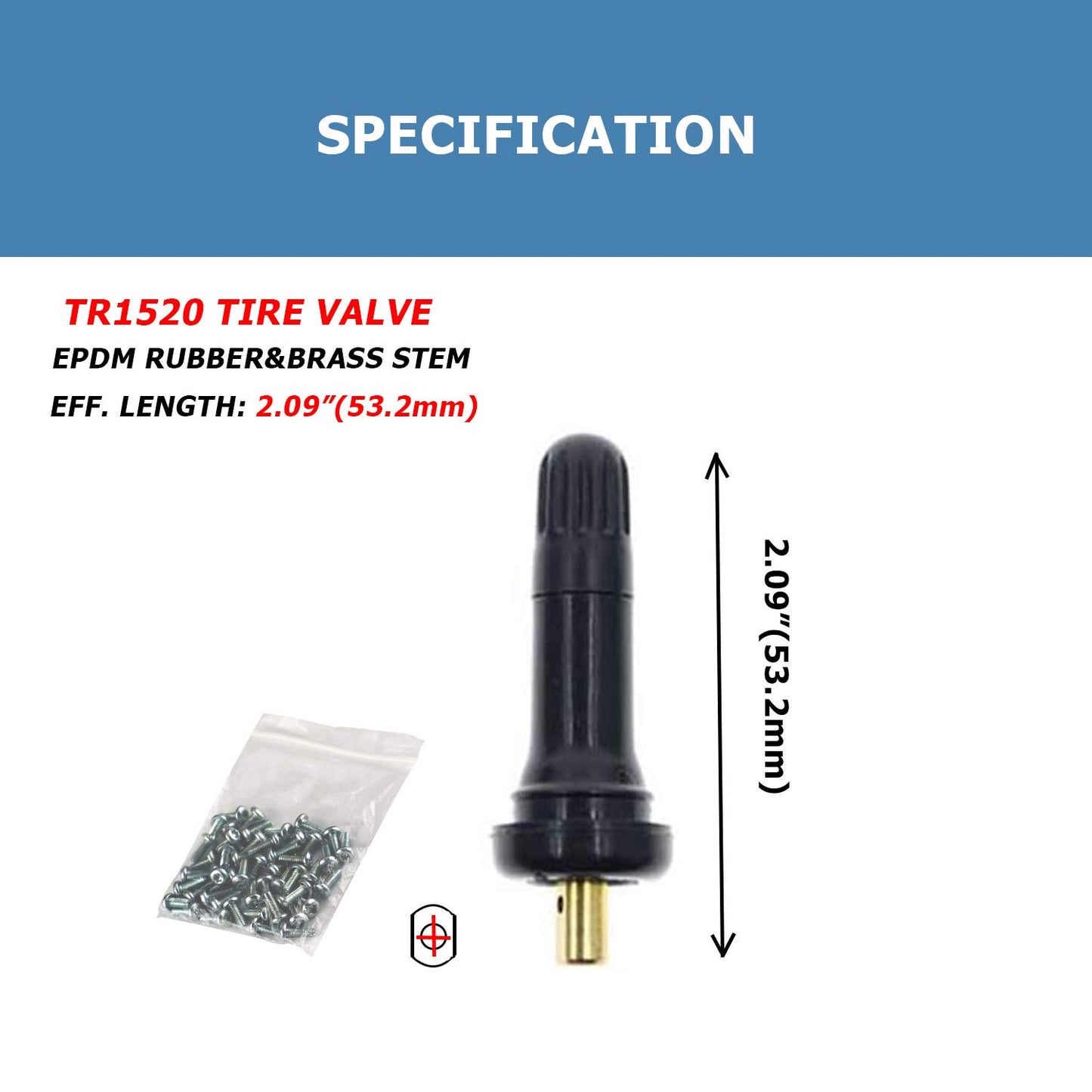 EZISOE 50 piezas TPMS 20008 sistema de monitoreo de presión sensor a prueba de explosiones en vástagos de válvula de neumático