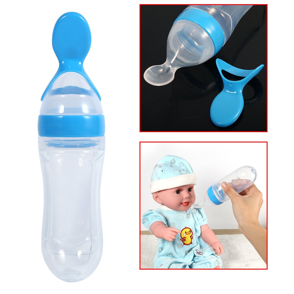 Alimentador de Alimentos para Bebés, Biberón de Silicona Exprimible de Dibujos Animados con Cuchara Dispensadora para Bebés, Bebés(#2)