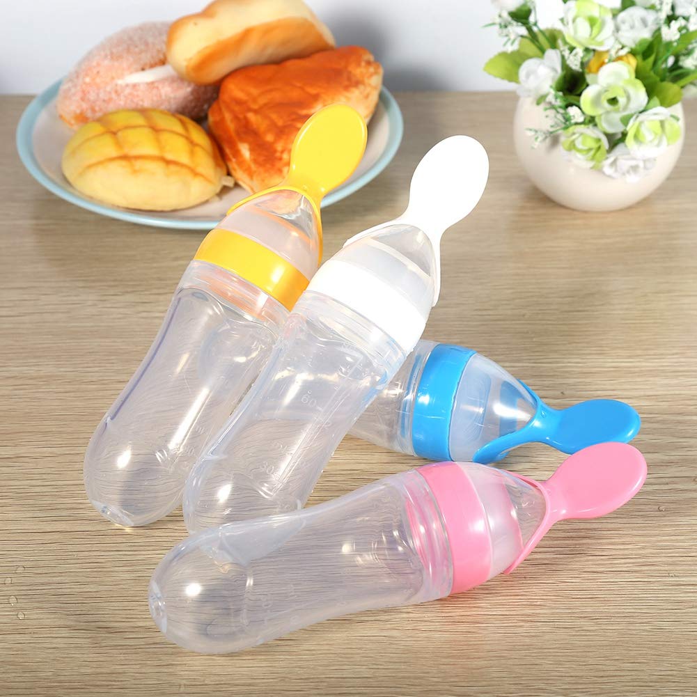 Alimentador de Alimentos para Bebés, Biberón de Silicona Exprimible de Dibujos Animados con Cuchara Dispensadora para Bebés, Bebés(#2)
