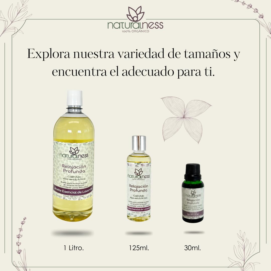 Aceite para Masaje Naturalness Relajación Profunda 125 ml a Base de Extractos Herbales y Aceites Esenciales Naturales