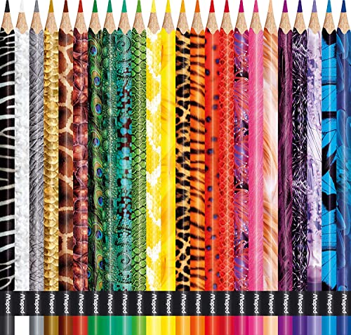 Maped - Color'Peps Animals - Lápices de colores en madera con diseño de animales, Caja con 24 piezas
