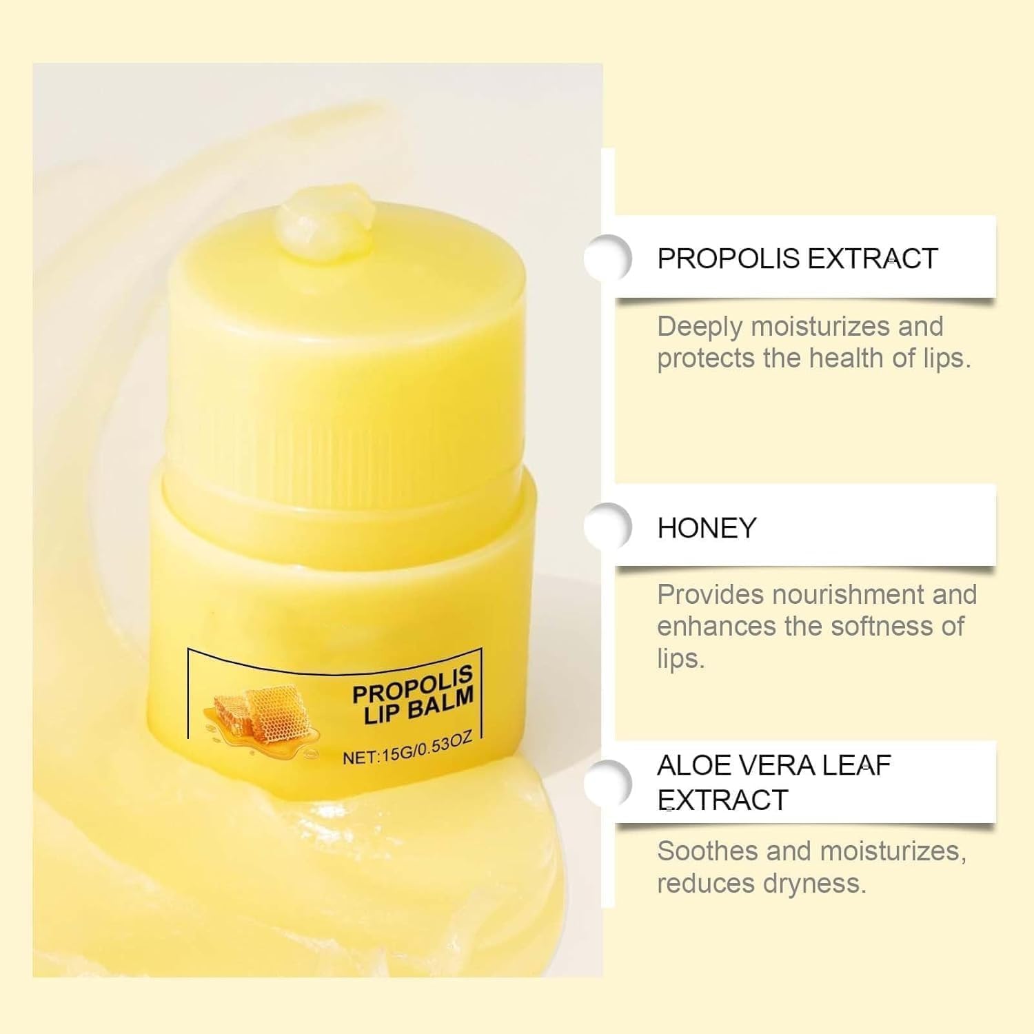 Propolis Lip Butter with Hydrating Overnight Balm & Mask - Long-lasting Moisture and Gentle Exfoliation - 15g/0.53fl.oz, Pack of 1 - Most Gifts
