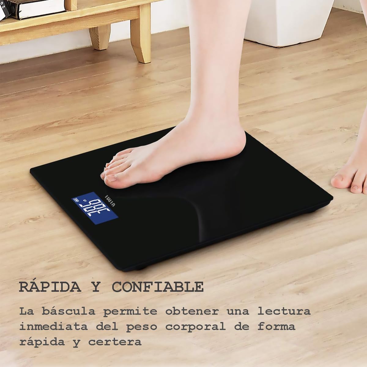 Báscula Digital Cuadrada Pesa Hasta 180 Kg (Negro)