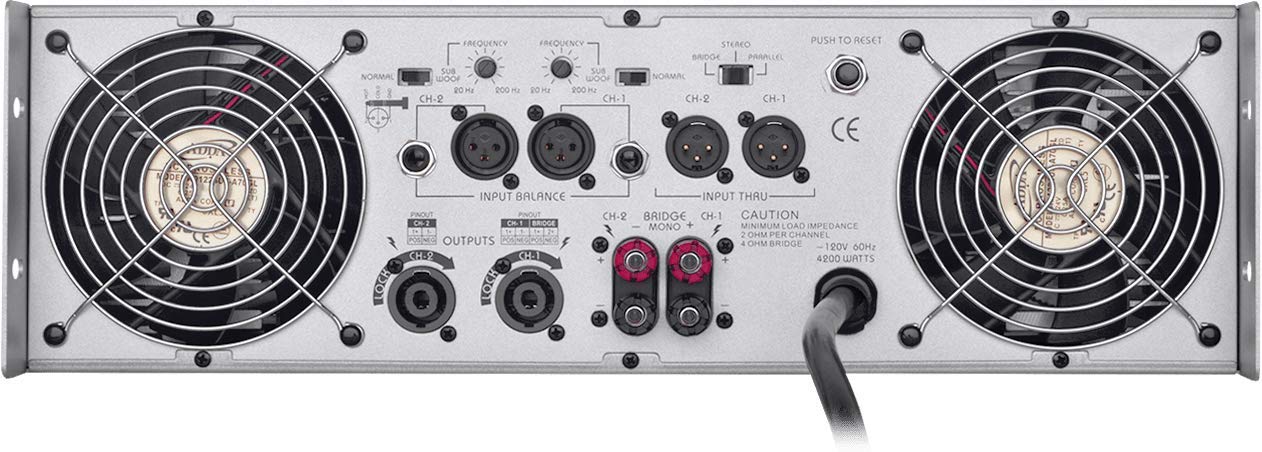 Backstage HCF-PRO-40 Amplificador de Potencia 4000w RMS 2 Canales Clase H 3750W 4 Ohms Bridge Perfecto para Graves y Medios