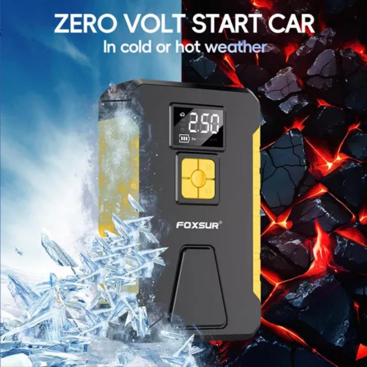 HSZSXJK 4000A 12V Arrancador de Batería de Coche con Compresor de Aire 150PSI, 29800mAh Arrancador Portátil de Batería, Apto para Motores de Gasolina y Diésel, con Pantalla 3,4 Pulgadas, luz LED