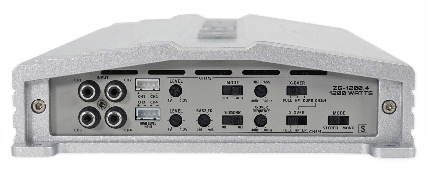 Hifonics ZG-1200.4 Zeus Gamma 1200 W 4 canales amplificador de audio puenteable de rango completo clase A/B Amp para automóvil y vehículos con soporte magnético de gravedad para teléfono