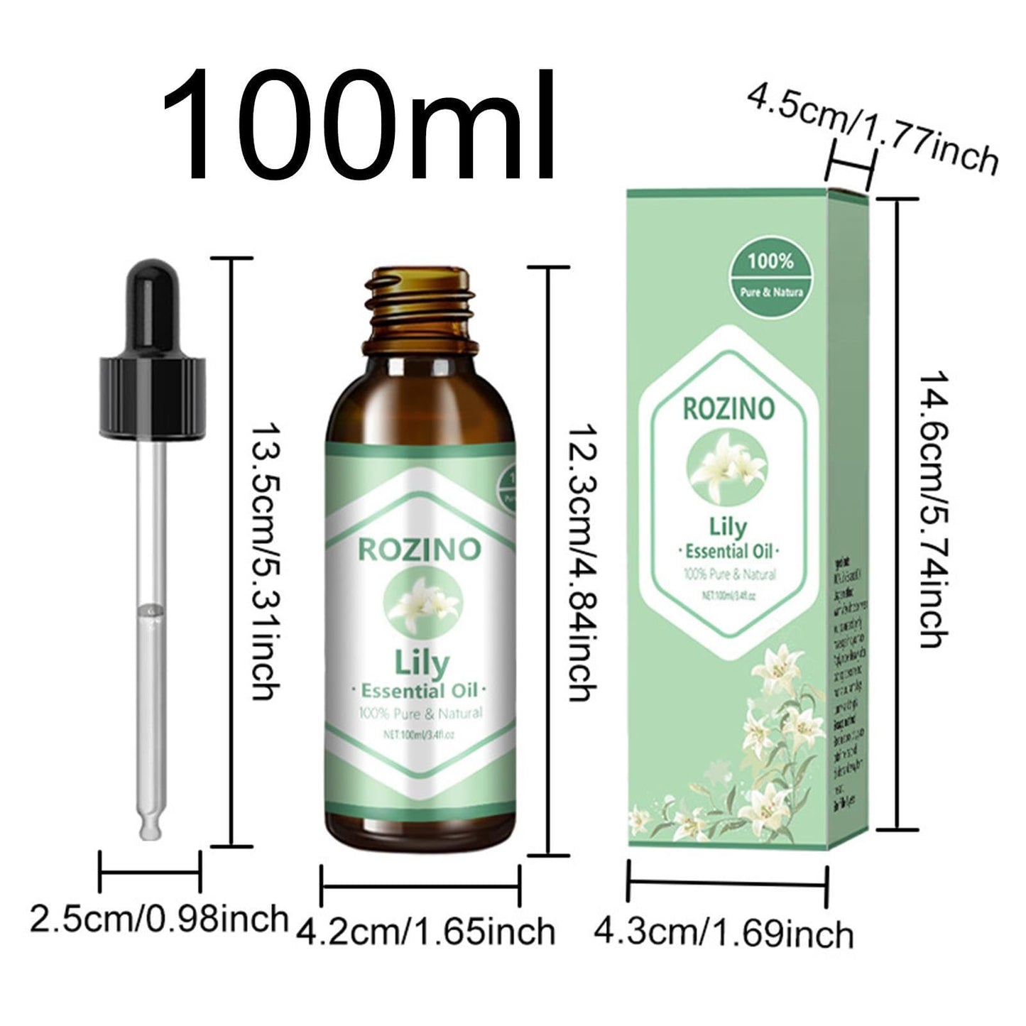 JMEDIC Aceites Esenciales para la Piel | Aceite Esencial de Lirio Natural para la Piel - Aceite de Masaje Corporal Seguro para la Piel hidratante para Estiramiento de la Piel de 100ml