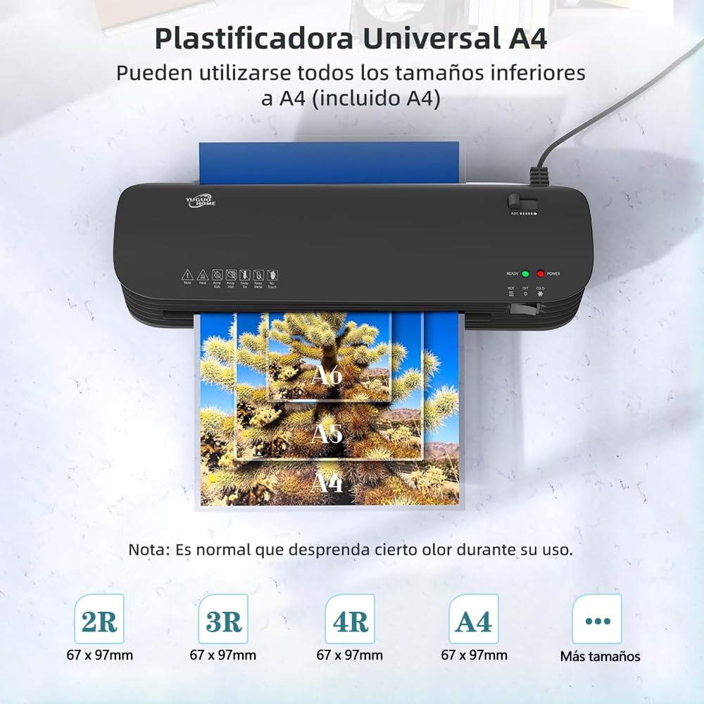 Laminadora Enmicadora Térmica+Cortador de Papel+300 Hojas Laminadoras,6 en 1 Laminador Térmico Personal con Recortadora de Papel y Redondeadora de Esquinas para Casa y Oficina