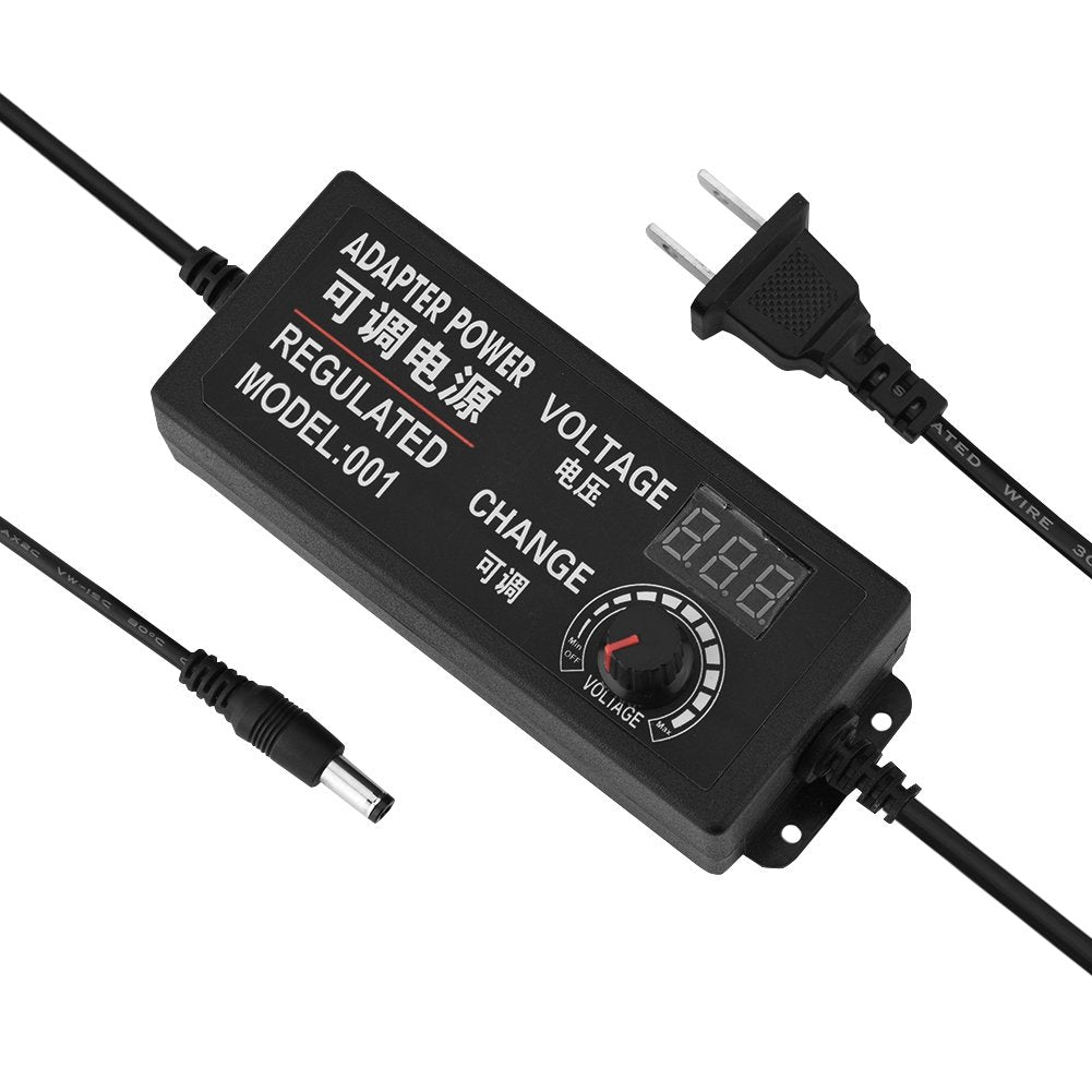 Adaptador de Corriente Ajustable con Pantalla LED Anti-interferencia 9-24V AC/DC
