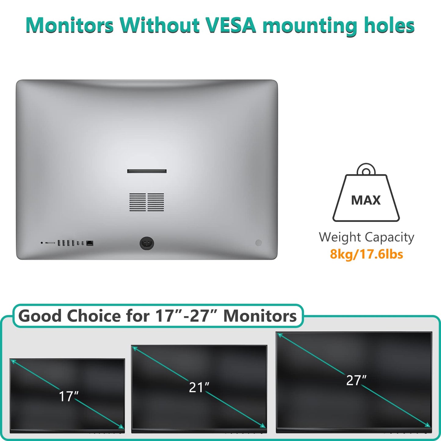 Adaptador VESA Monitor WALI 13 a 27 Pulgadas 8 kg Montaje 75 x 75 mm y 100 x 100 mm