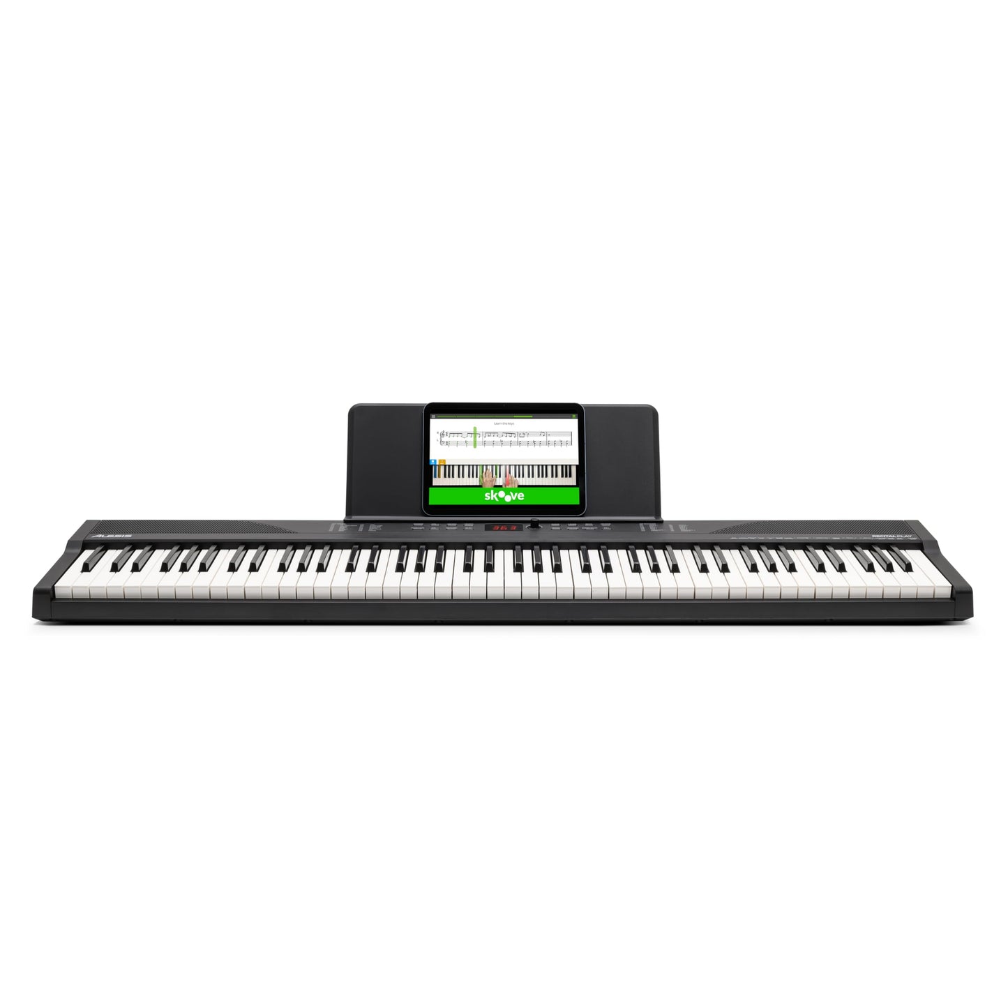Alesis Teclado Piano con 88 Teclas y 480 Sonidos, Altavoces, MIDI USB, Estuche, Soporte, Auriculares, Pedal y Lecciones de Piano Incluidas