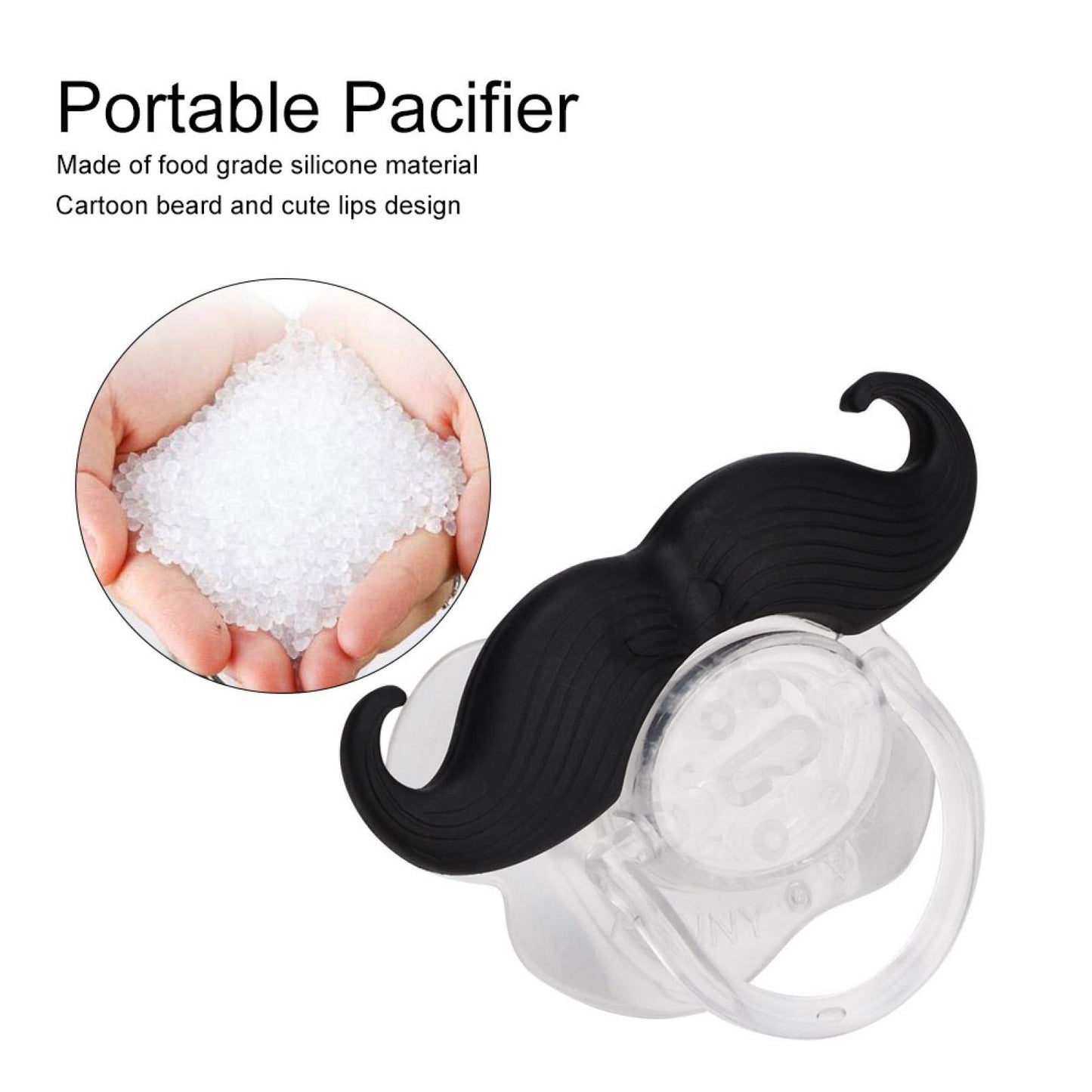 Chupete de Silicona Labios de Grado Alimenticio Chupetes Lindos Portátiles con Diseño Divertido de Barba para Niños Dientes Binky (Barba de rizos)