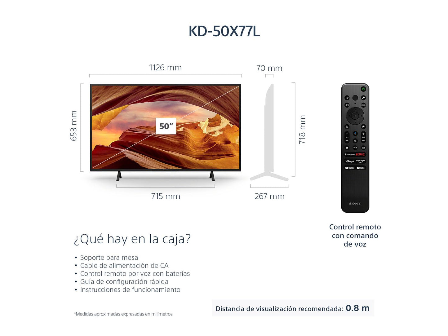 Sony Pantalla 50 Pulgadas KD-50X77L BRAVIA LED 4K UHD Smart Google TV