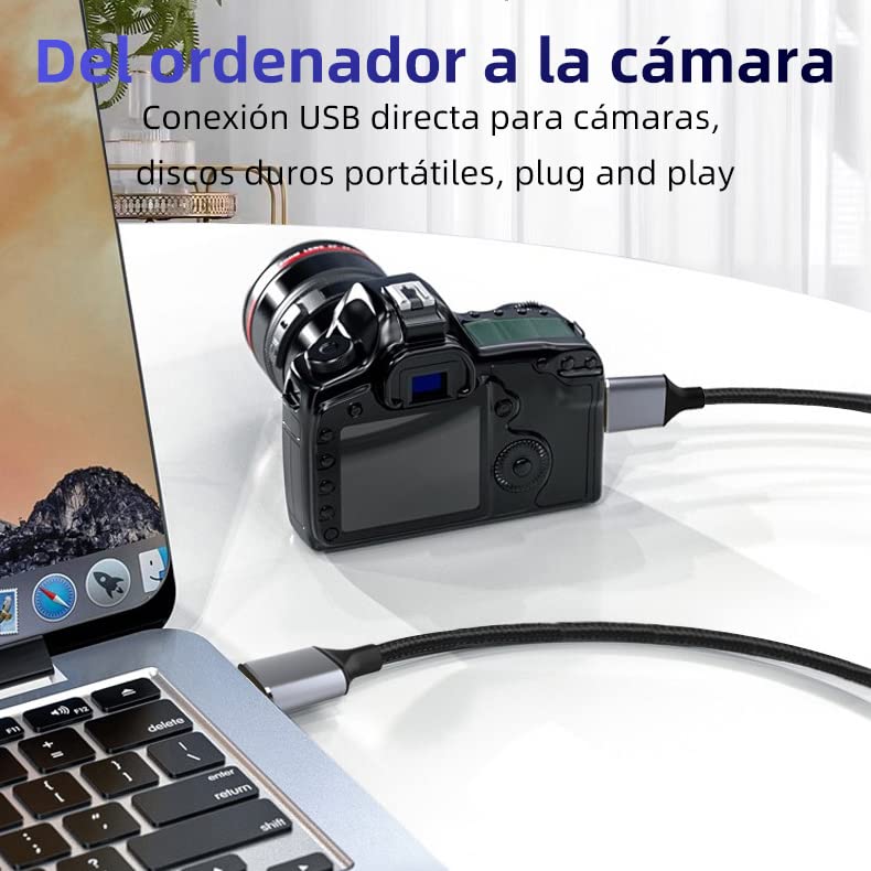 JESWO Cable Adaptador USB 3.0 a Micro B Transferencia 5Gbps, 1M Cable para Disco Duro Externo, Aleación de Aluminio Nylon Trenzado, Compatible con Galaxy S5, Note 3, Note Pro 12.2, Tab Pro 12.2 y Nokia Lumia 2520 Tablet