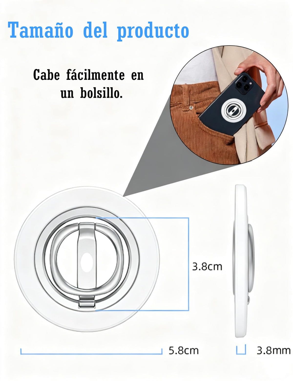 Soporte Magnético YCFXD Negro con Anillo de Doble Cara y Rotación de 360° para Celular Compatible con iPhone y Android